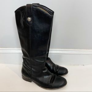 Frye Black Leather Melissa Tall Button Boots